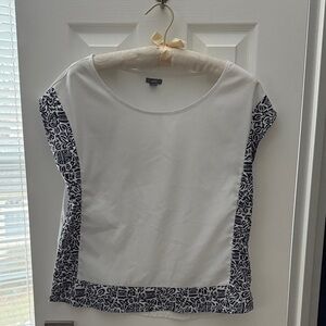 Aerie silky White Blouse with Navy Pattern